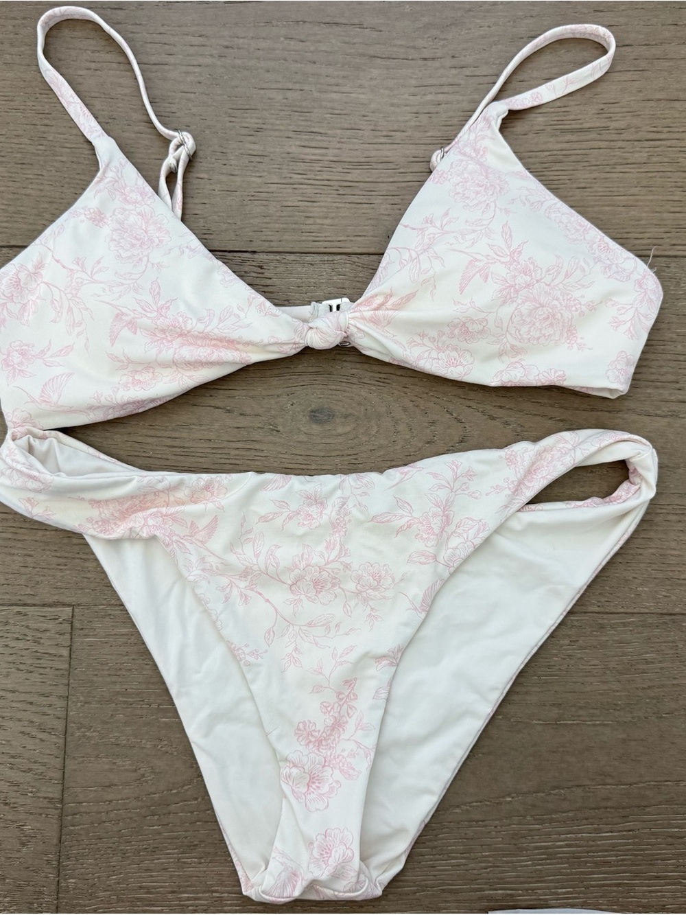 Dippin' Daisy's White Bikini with Light Pink Floral Print